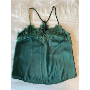 A&F Green Satin Cami with Lace.